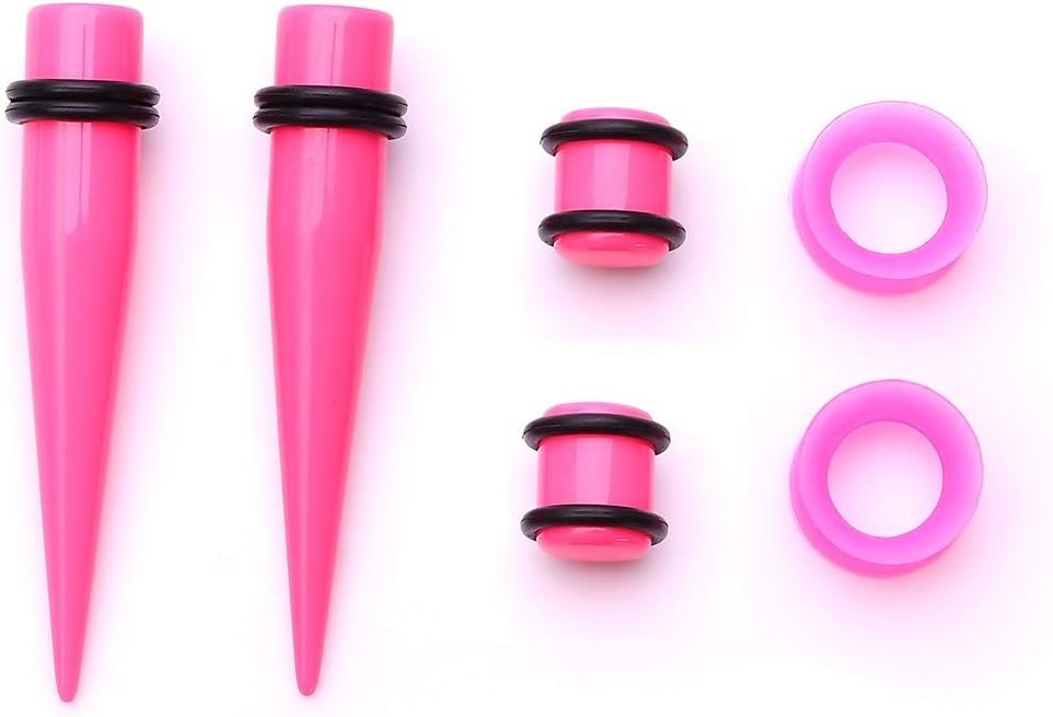 Stylish 50 Piece Acrylic Ear Stretching Kit – Tapers, Plugs & Silicone Tunnels