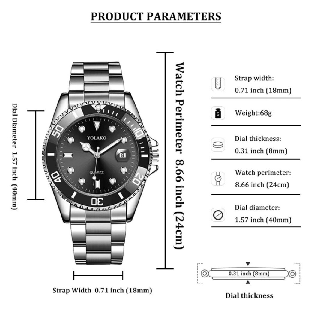 Classic Luxury Men’s Stainless Steel Casual Analog Date Quartz Wrist Watch UK