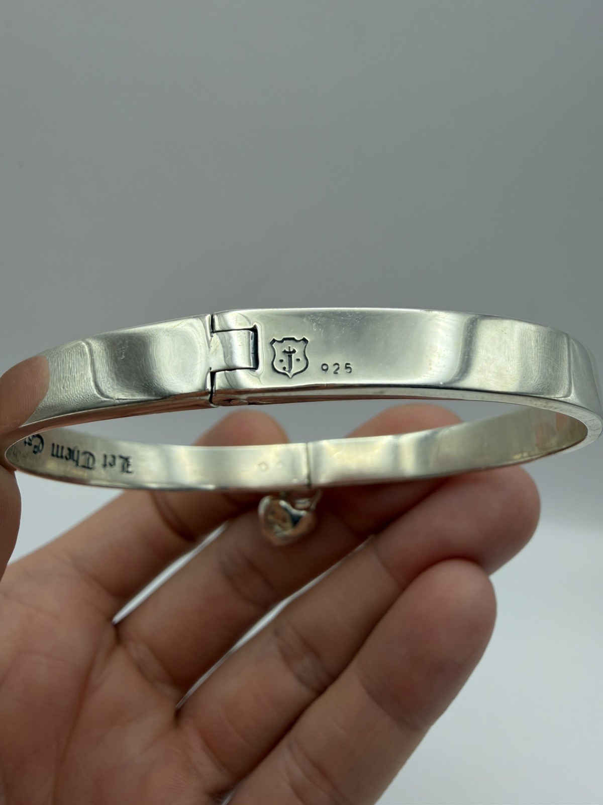 Juicy Couture 925 Sterling Silver Cuff Bracelet “Let Them Eat Couture” Charm
