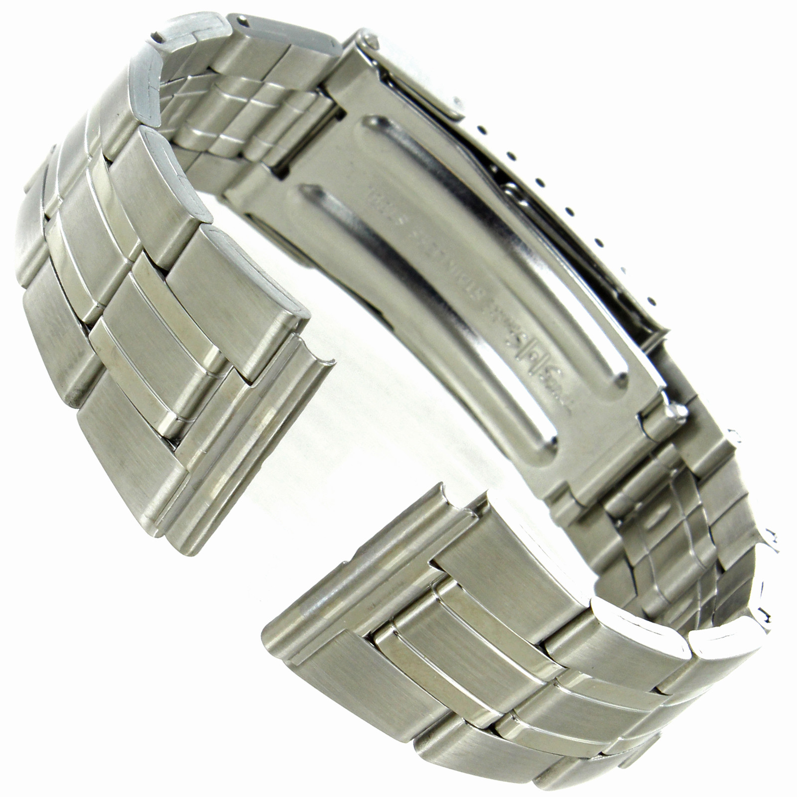 18mm or 20mm Hirsch Silver Stainless Steel Security Clasp Mens Watch Band 5602
