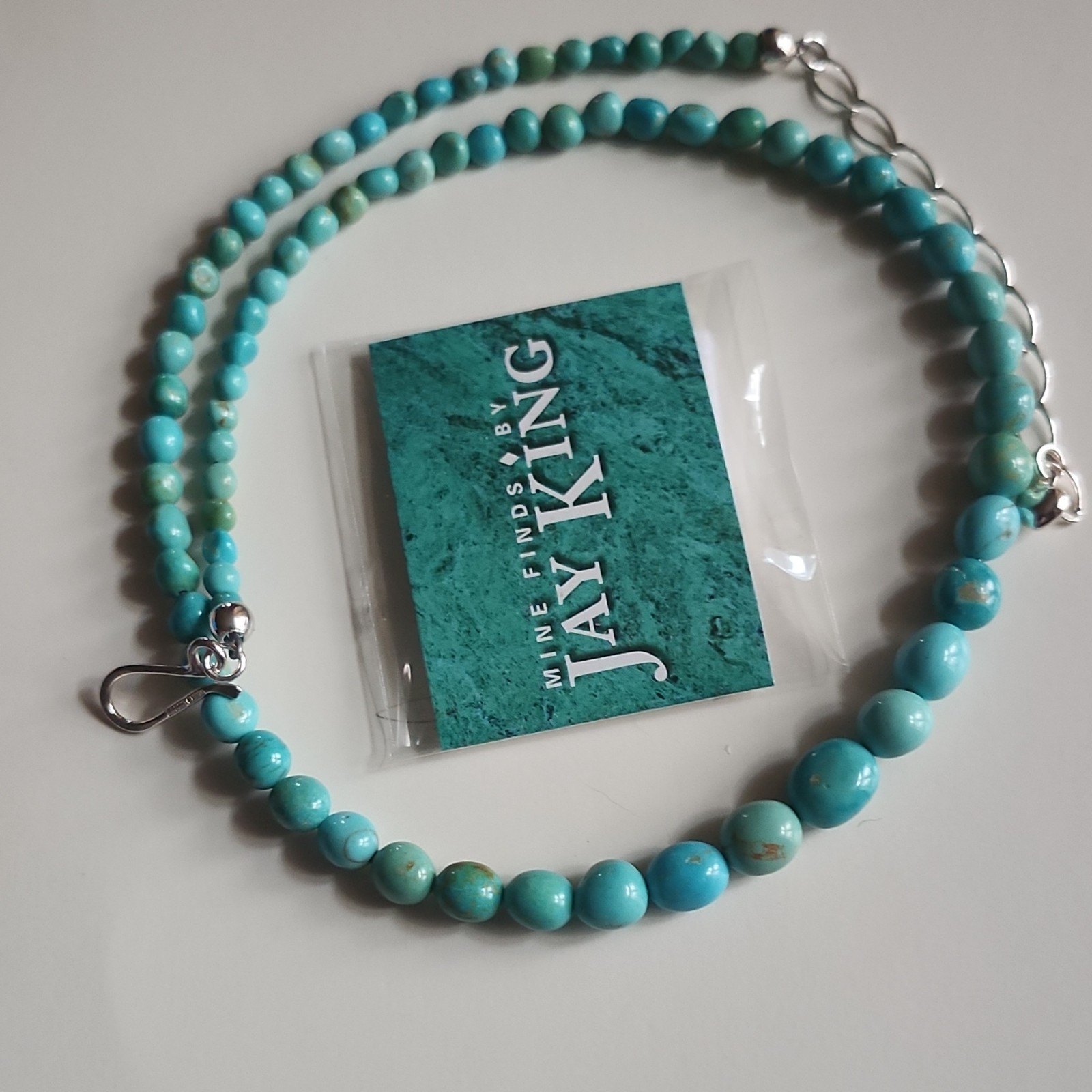 Mine Finds by Jay King Turquoise Beaded Necklace Sterling Silver 17in Hook