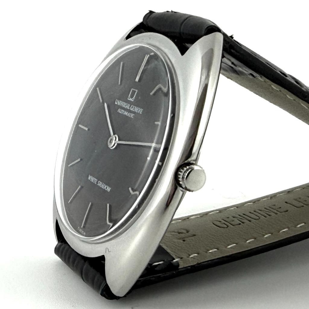 ELEGANT UNIVERSAL WHITE SHADOW MICRO-ROTOR THIN CAL 2–66 VINTAGE BLACK DIAL