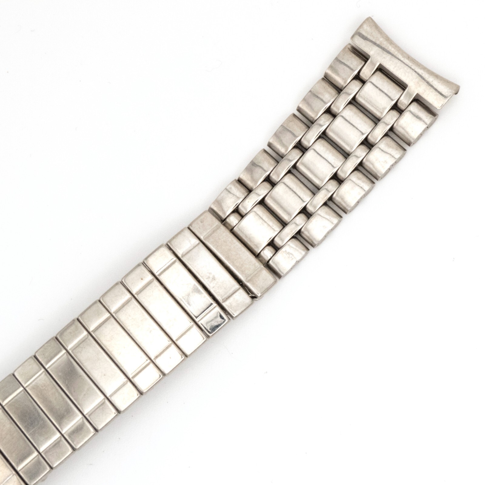 Vintage 17.4 mm stainless steel wristwatch bracelet with center expansion