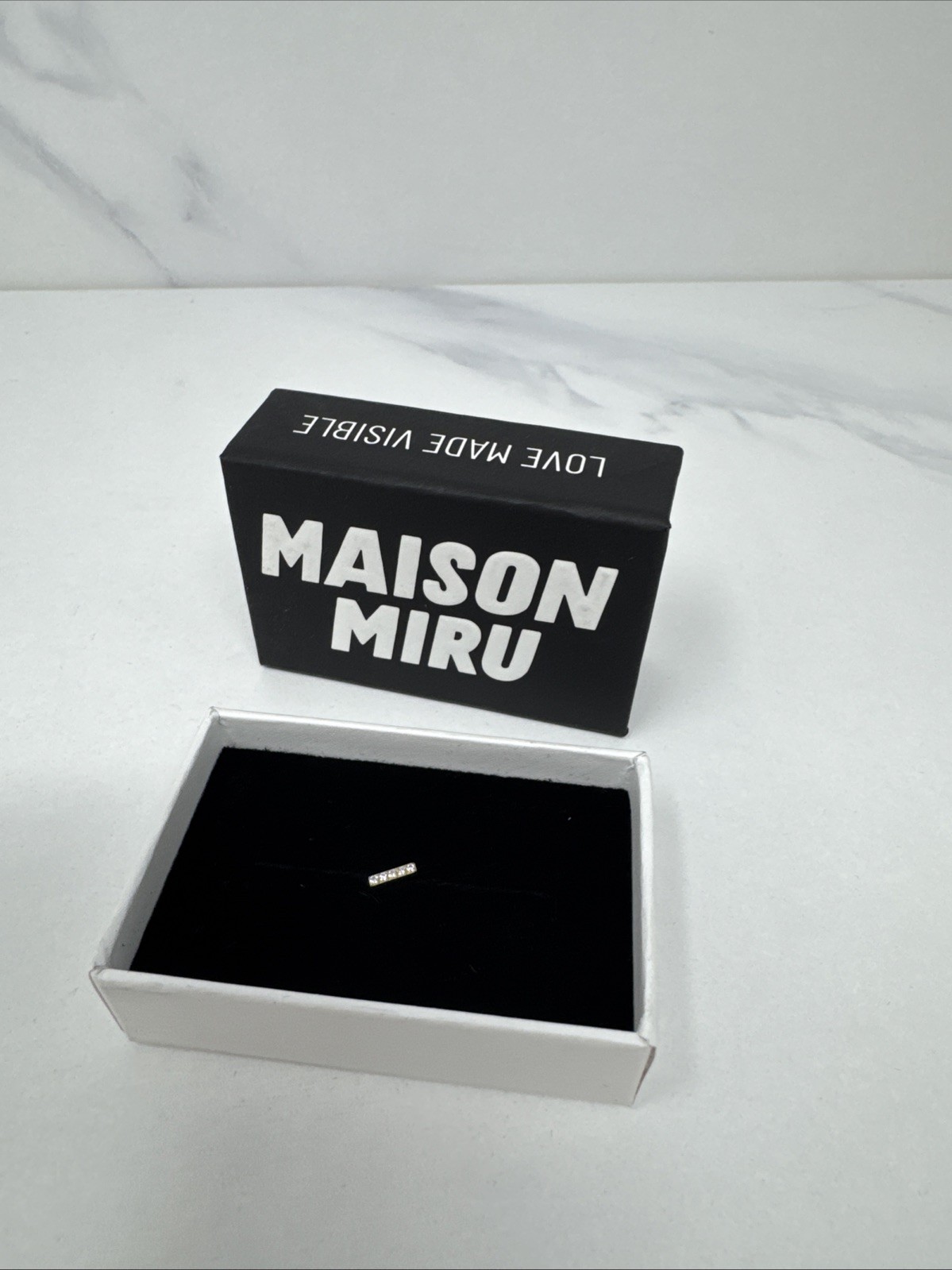 Maison Miru Pave Bar Nap 4 Stone Earring Hypoallergenic Push Pin Flat Back Gold