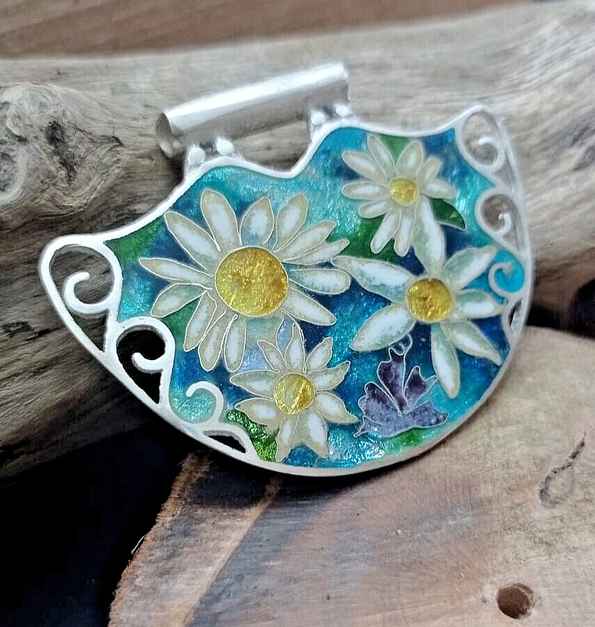 Sterling Silver handmade minankari – cloisonne enamel- Flowers