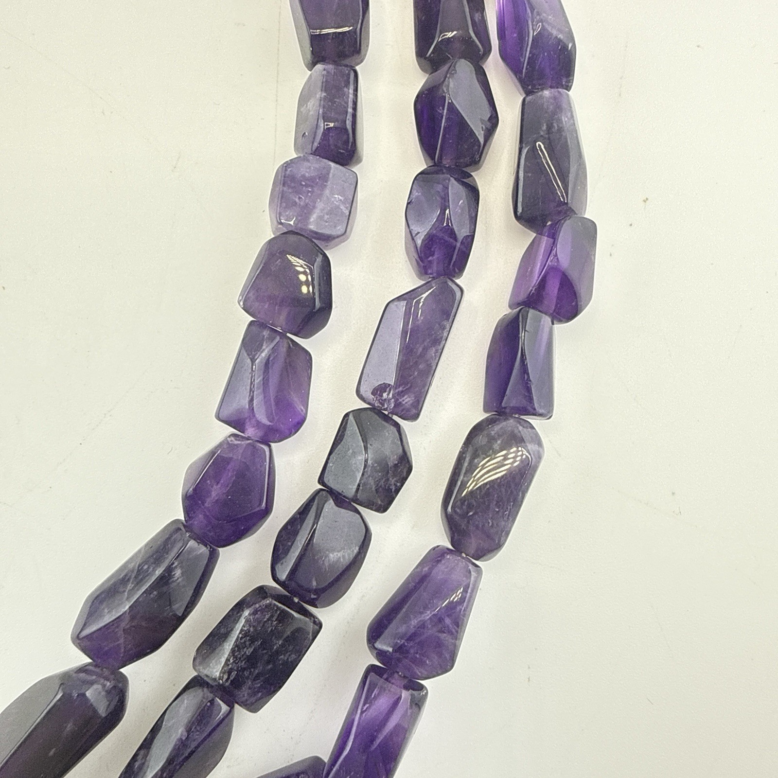 Jay King Necklace Amethyst Purple Triple Strand Chunky Bead Sterling 132g 925
