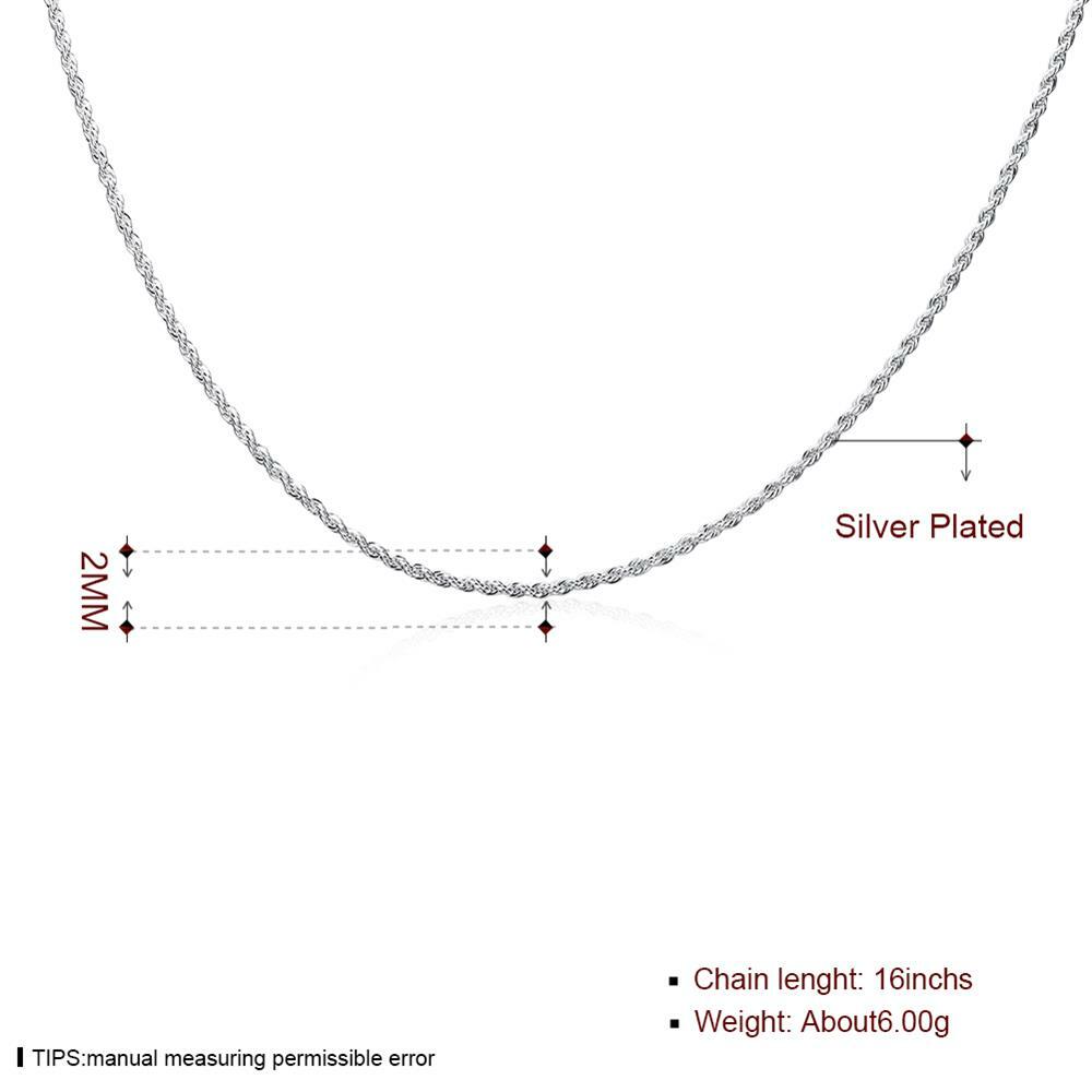 Unisex Sterling Silver Plated Twisted 2MM Chain Necklace Lobster 16″ to 24″ B36