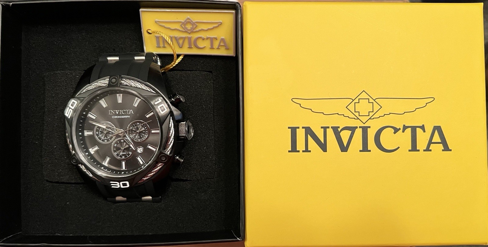 Invicta Bolt 34145 Men’s Black Chronograph Watch 100M New w/ Box