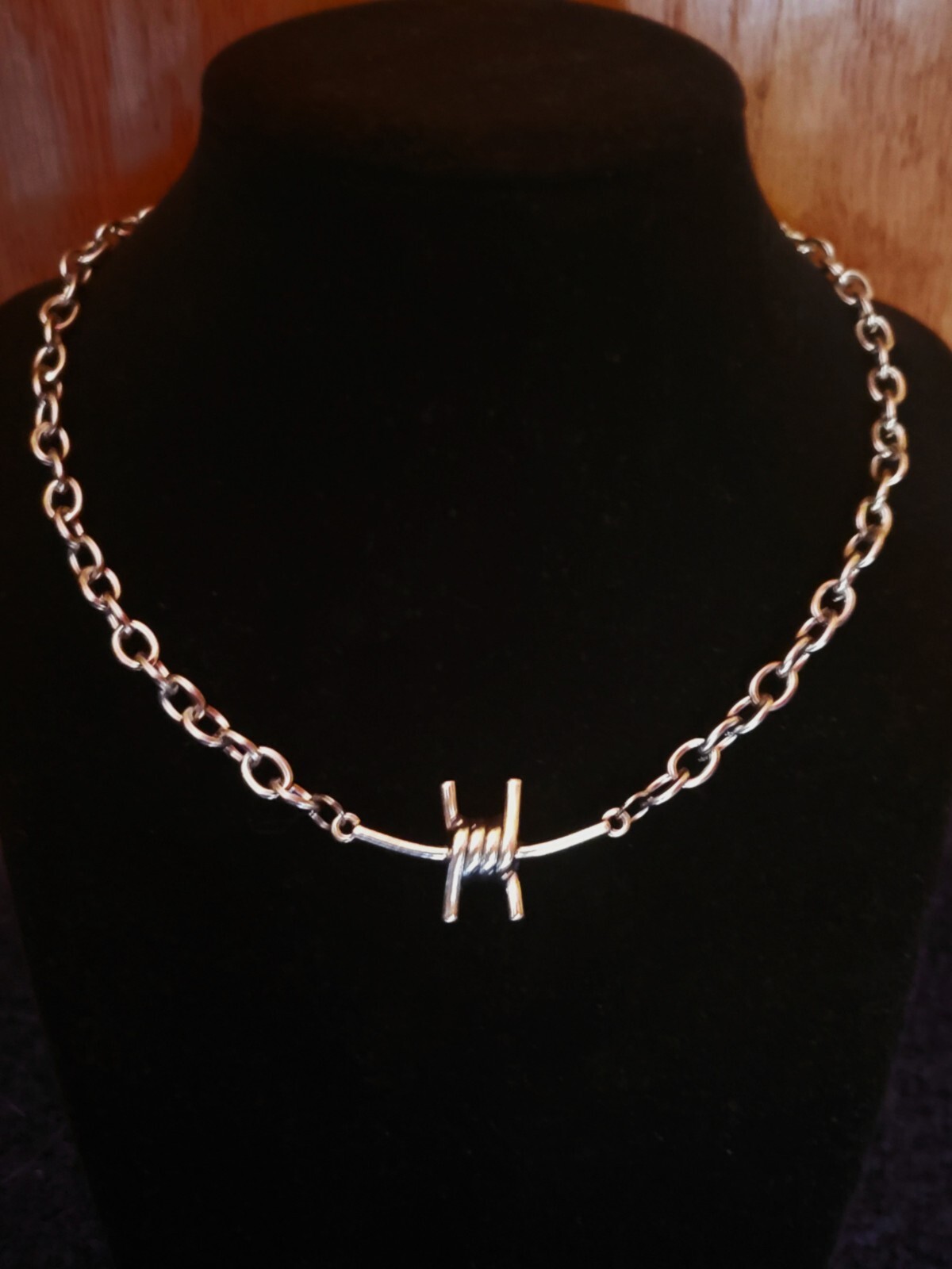 Barbed Wire Necklace Silver Barbed Wire Horizontal Pendant Necklace Adjustable