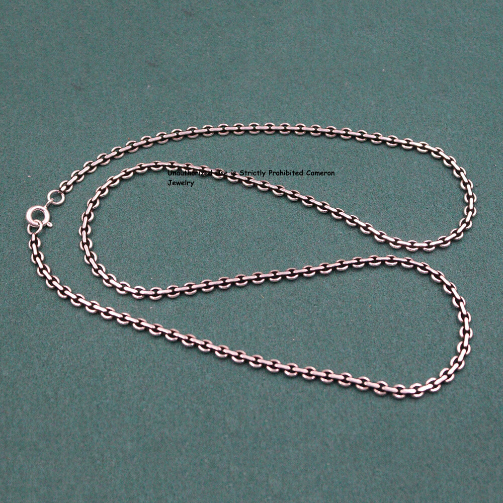 Pure S925 Sterling Silver Chain 3mm Flat Solid O Link Necklace 11-12g 19.6inch
