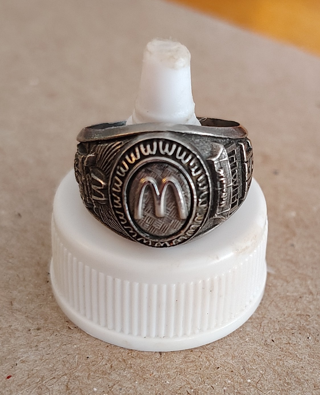 1970s McDonalds QSC Employee Service Award Stainless Steel Ring Size 7-