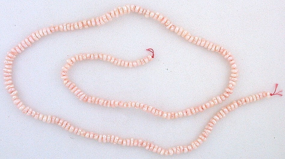 VINTAGE Japan 3mm To 4mm Freshwater Pink Rondelle Pearl 15 Inch Strand FWP96