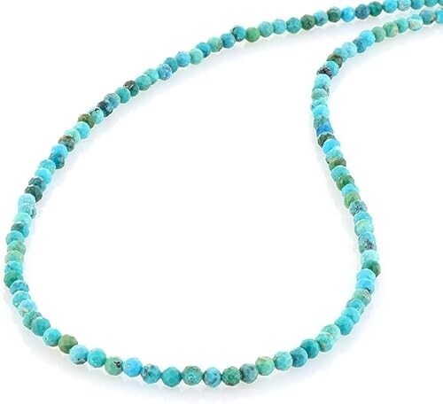 Natural Turquoise faceted round beaded Gemstone Necklace with 18″2.50-3MM Approx