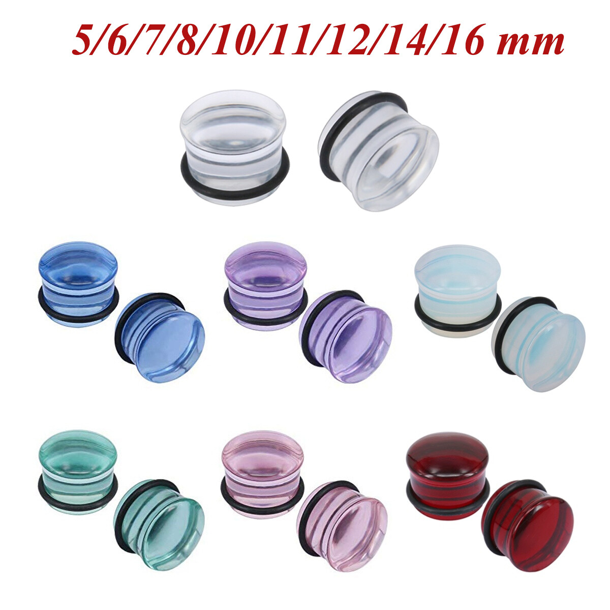 1 Pair Glass Ear Gauges Mushroom Single Flare Plug Ear Lobe Stretching Piercing