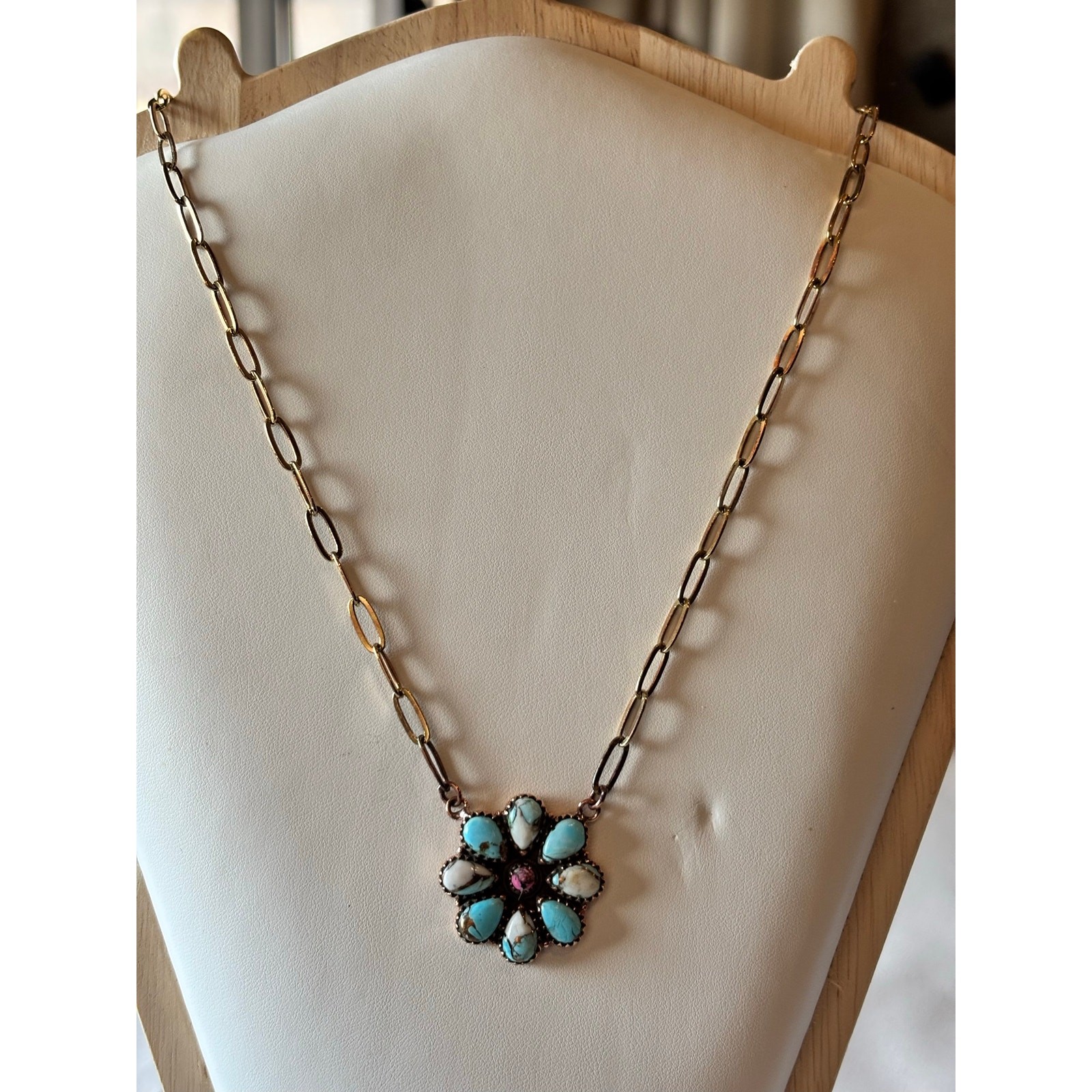 Copper and Turquoise on a beautiful paper clip chain