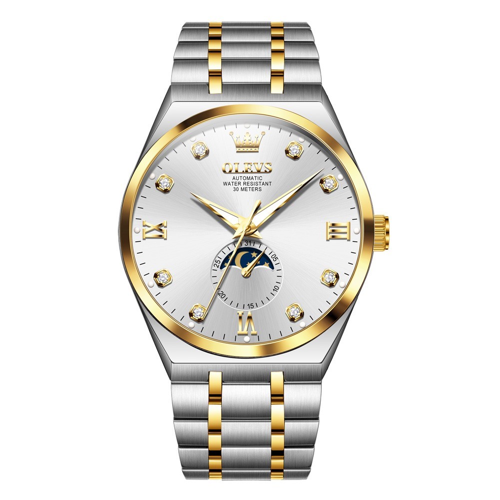 OLEVS 7069 Authentic Luxury Stainless Steel Strap Business Gents Automatic Watch