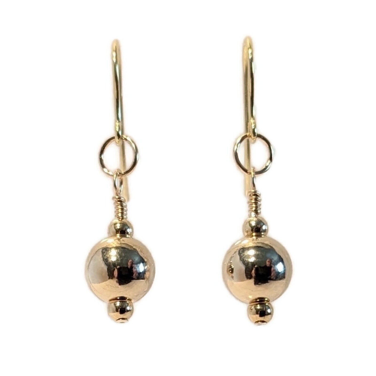 9ct Gold Drop Earrings, Hallmarked 375, 8mm 9ct Gold Ball Beads, Gift Boxed