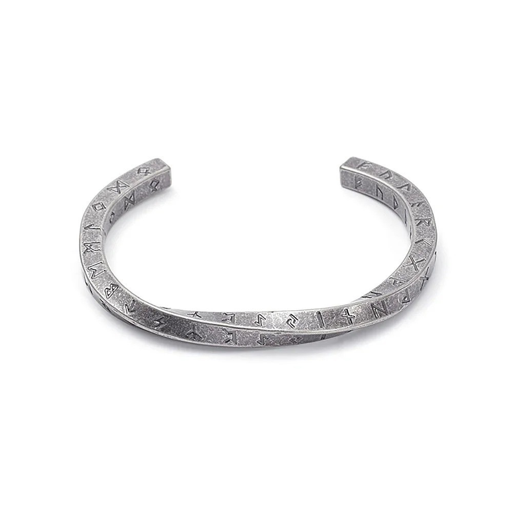 Bracelet d’ouverture Mobius en acier inoxydable 316L, Runes Viking, pour hommes