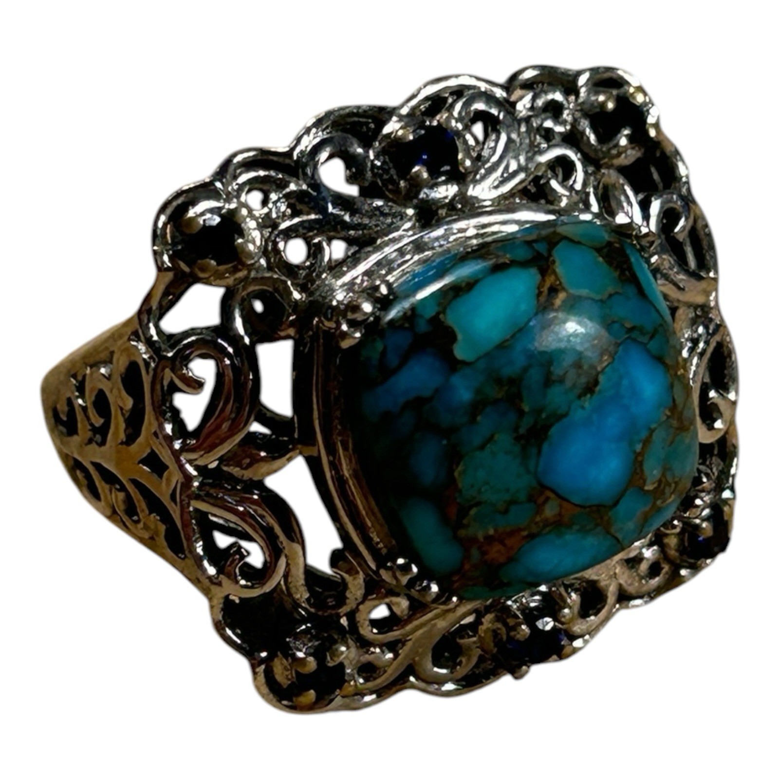 Copper Turquoise Ring Sterling Silver 925 Karis STS Size 7.5
