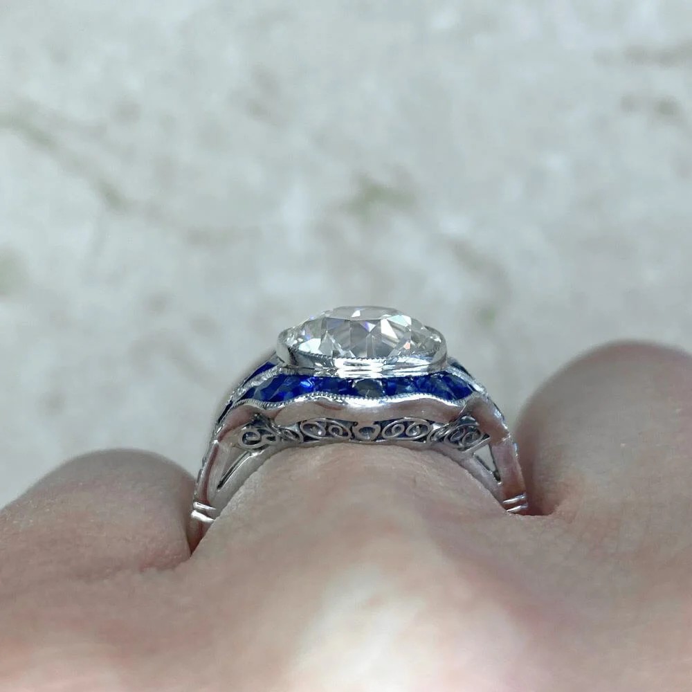 3Ct White Round Bezel Set Retro Style Engagement Wedding Ring Solid 925 Silver