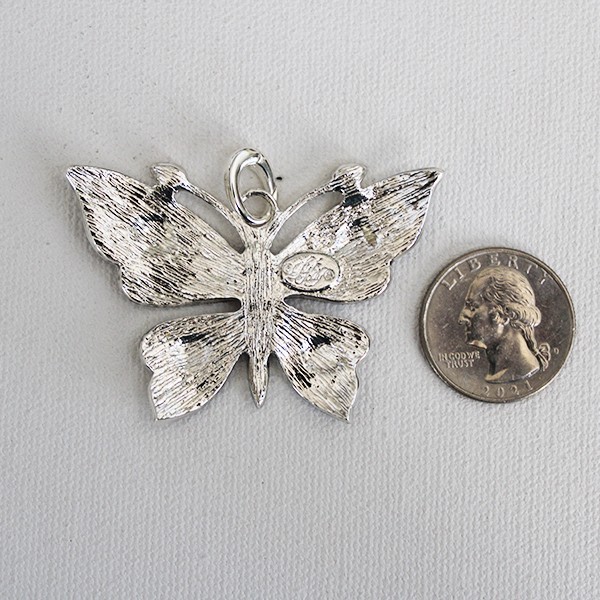 Kirks Folly Rosey Butterfly Open Ring Charm ST Lavender Enamel & Crystals