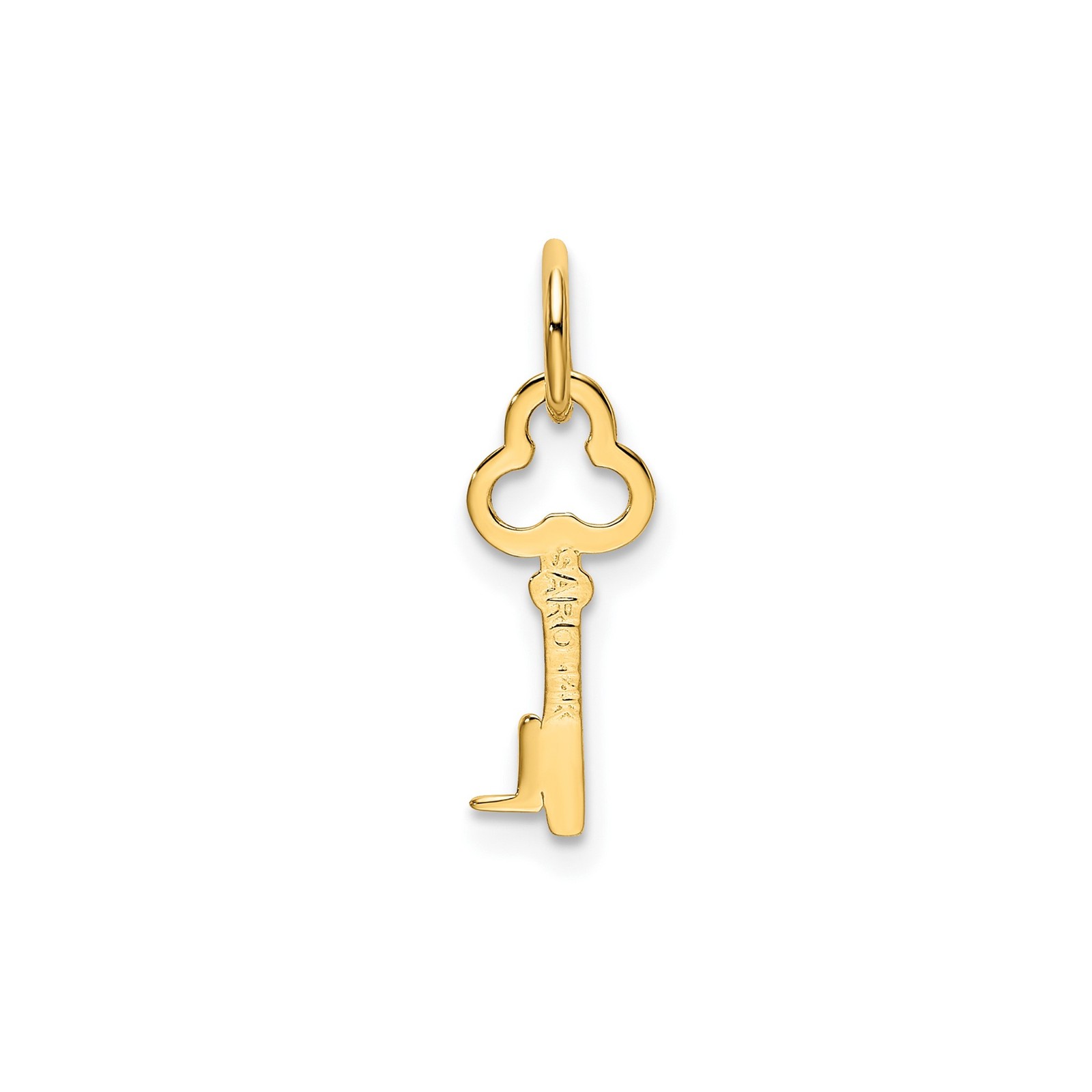 14k Yellow Gold Small Vintage Key Pendant Charm Letter L Personalized 15.53mm