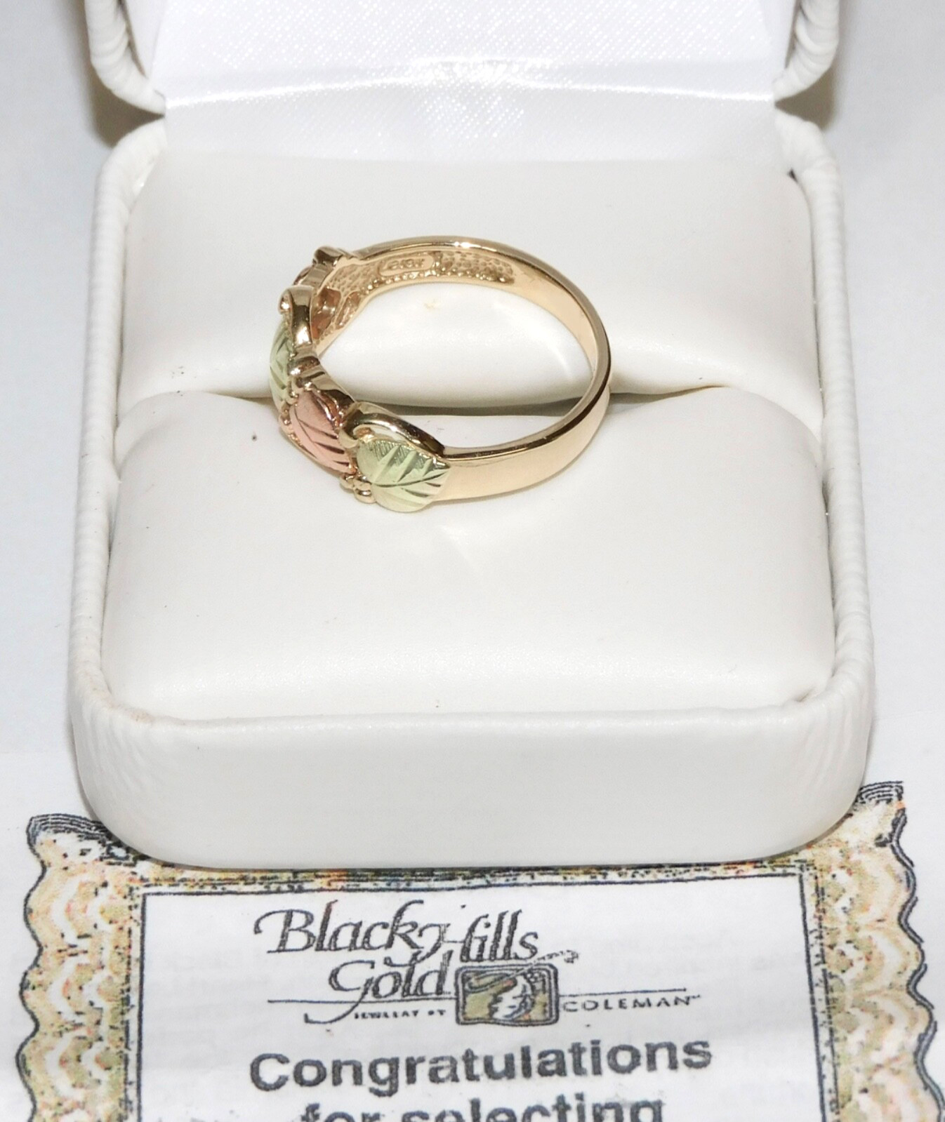 Black Hills Gold 10k Traditional Wide Band Leaves Ring Size 7
