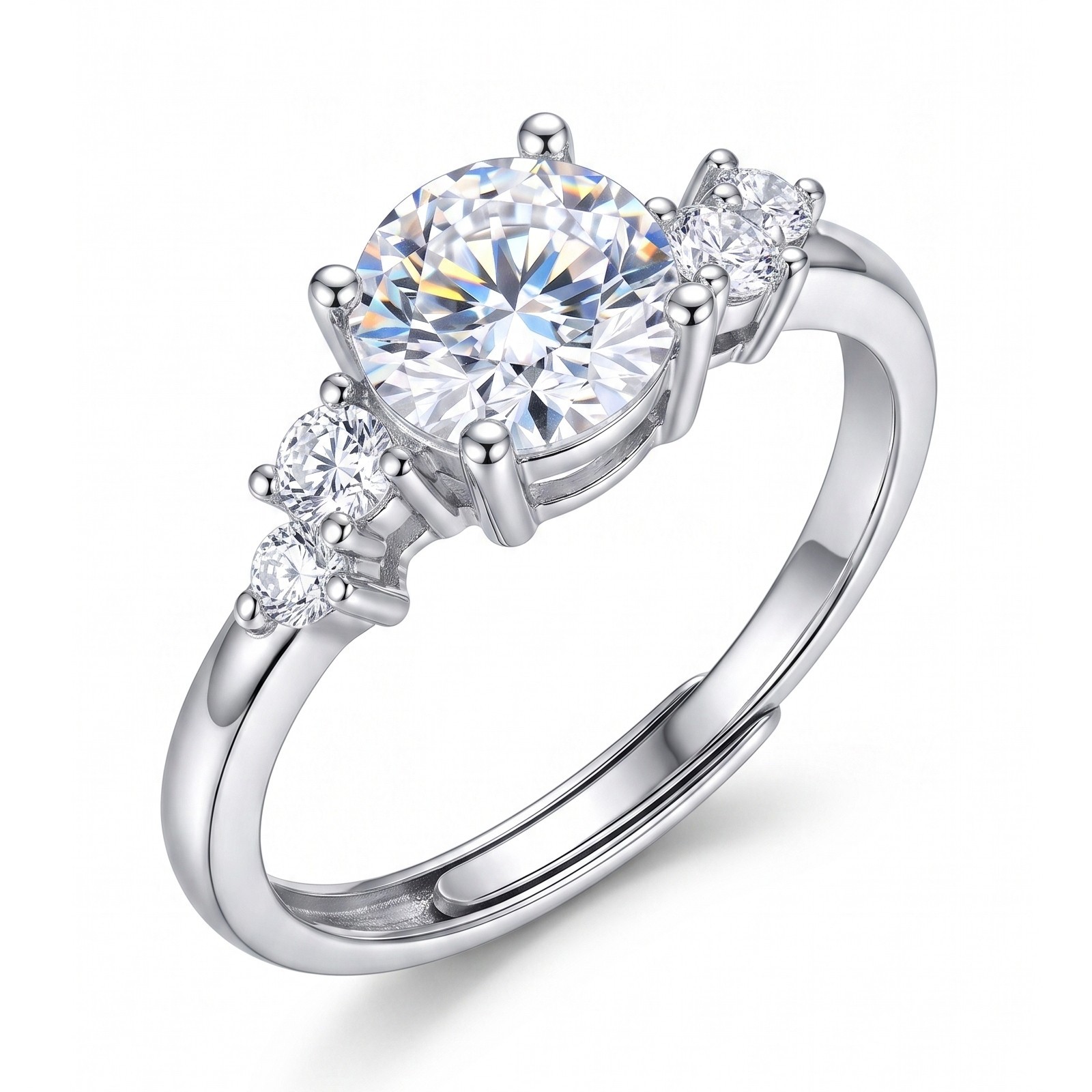 Sparkling 1ct Engagement Moissanite Ring Geometric Open Band Gift for Her [US]