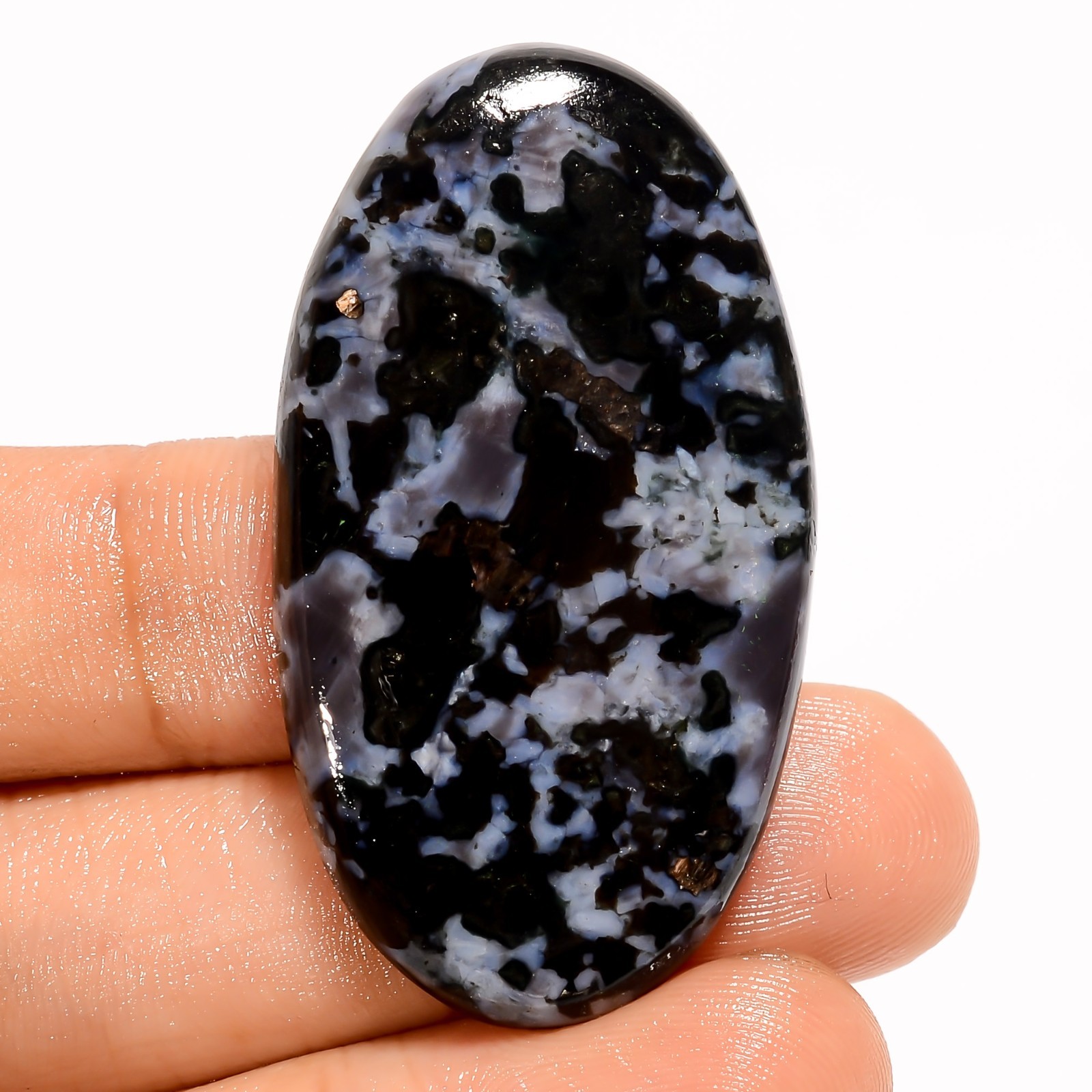 Rare Texture Natural Gabbro Jasper Loose Gemstone Oval Cabochon 53 Ct 44X20X5 mm
