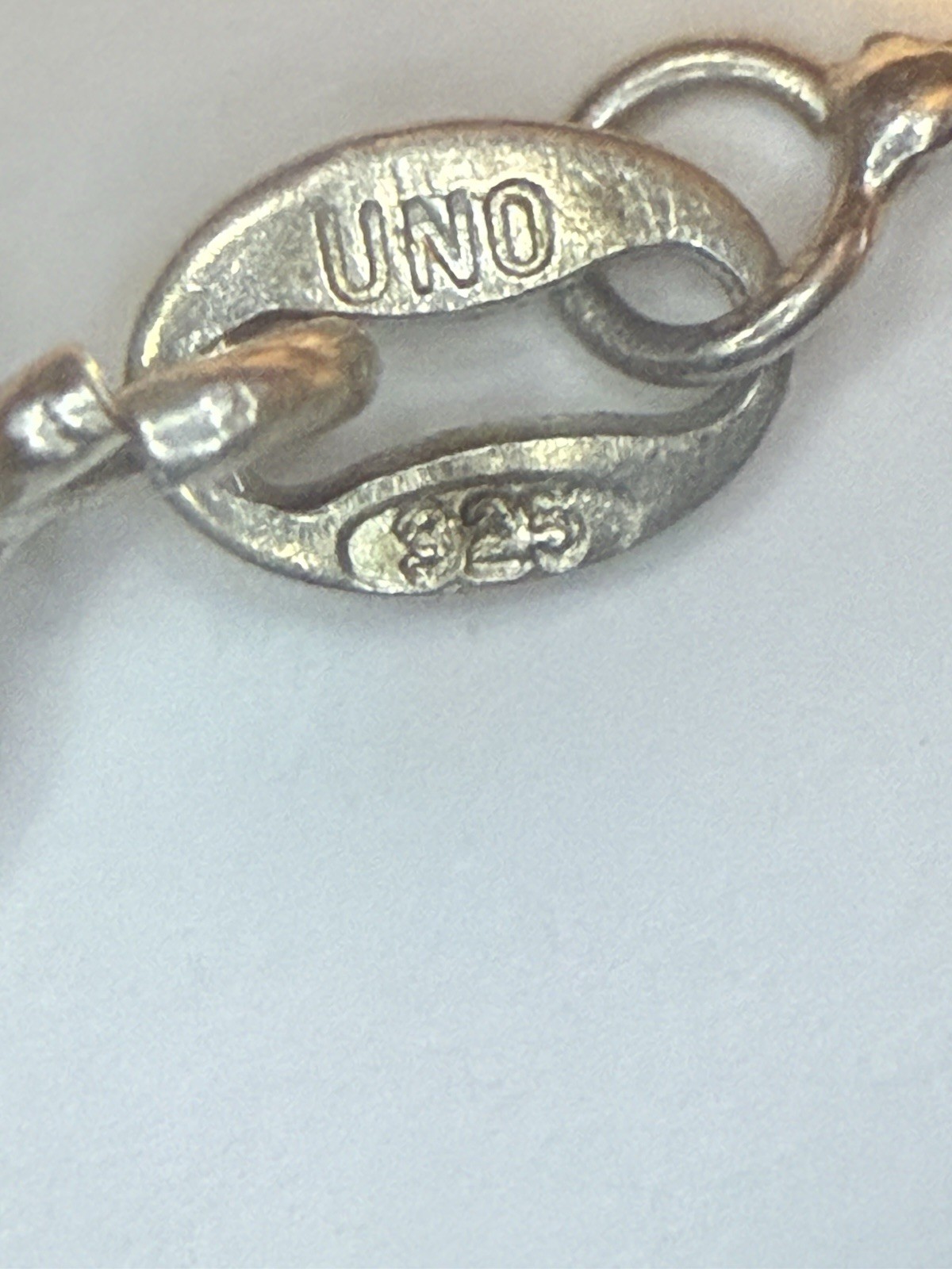 Vintage UnoAerre Italy 925 Sterling Silver Serpentine Flat Link Chain Bracelet7”