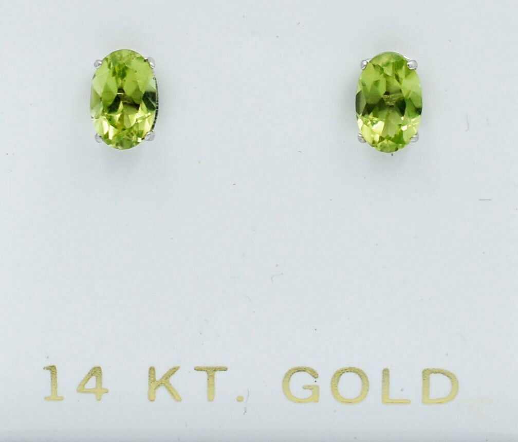 GENUINE 1.30 Cts PERIDOT STUD EARRINGS 14K WHITE GOLD – Free Appraisal Service