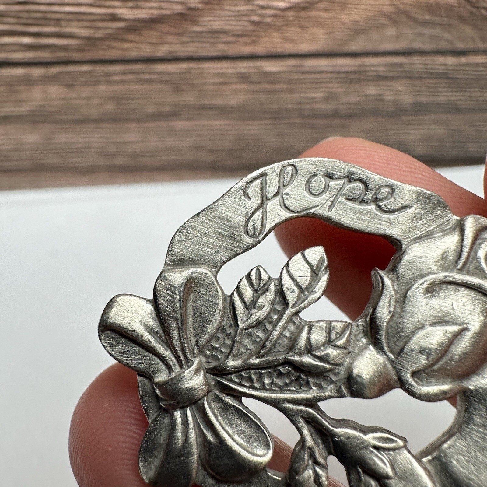 Hope Rose Longaberger 2004 10 Years of Giving Pewter Anniversary Brooch Pin