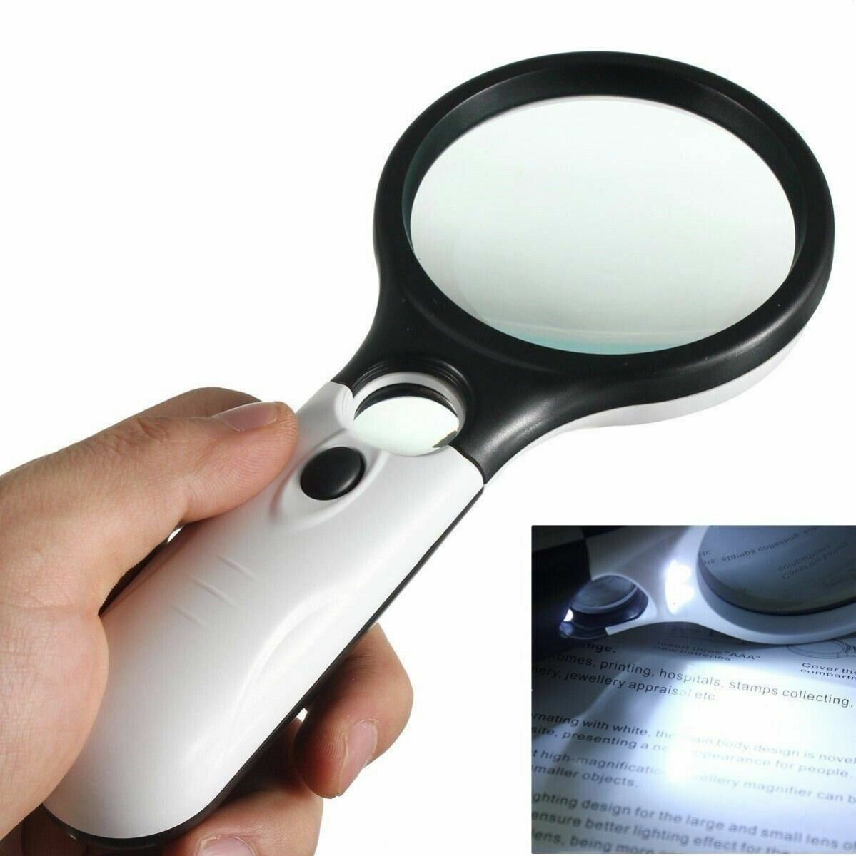 3 LED 45X Light Handheld Magnifier Reading Magnifying Glass Lens Jewelry Loupe
