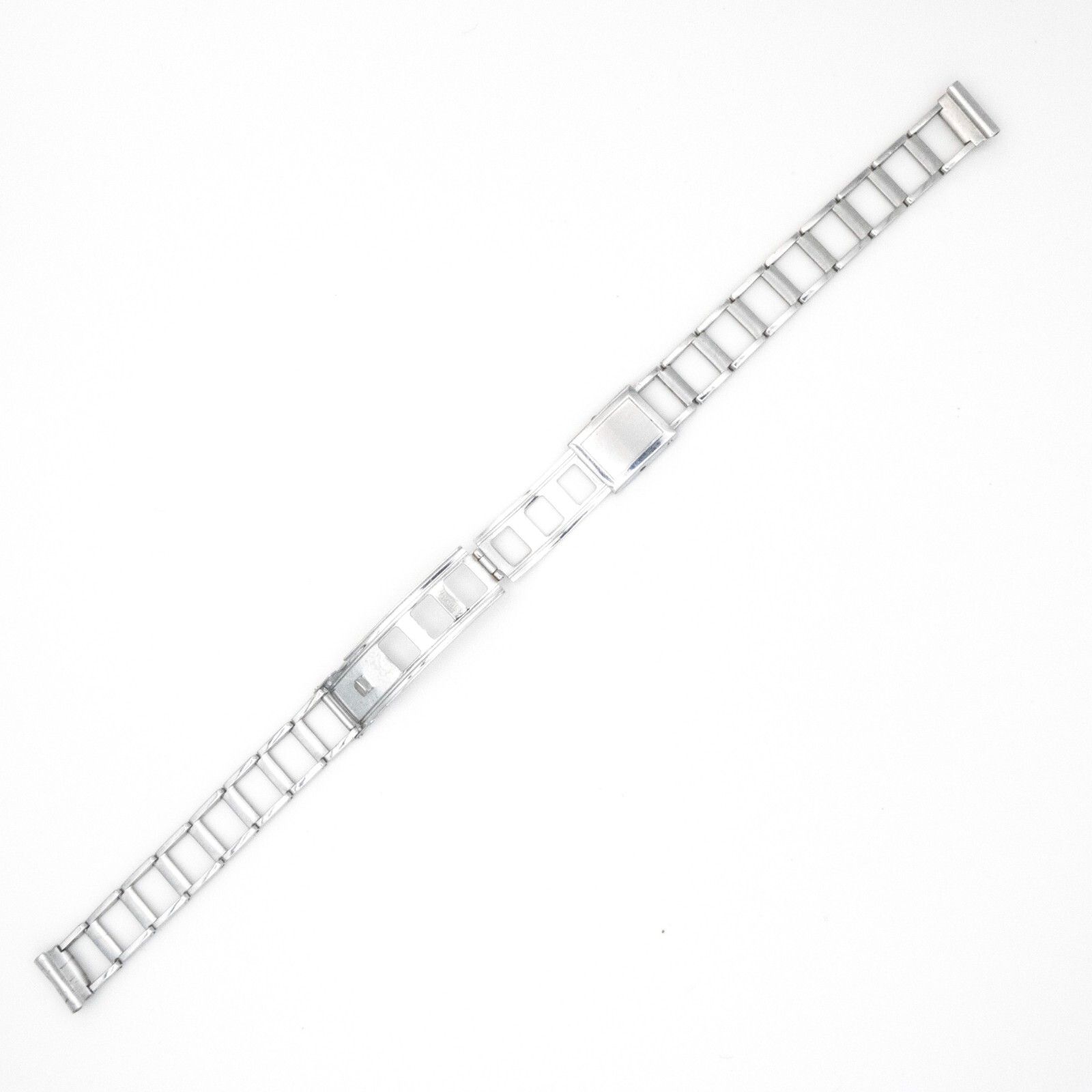Vintage 10.8 mm ladder style open link wristwatch bracelet with trifold clasp