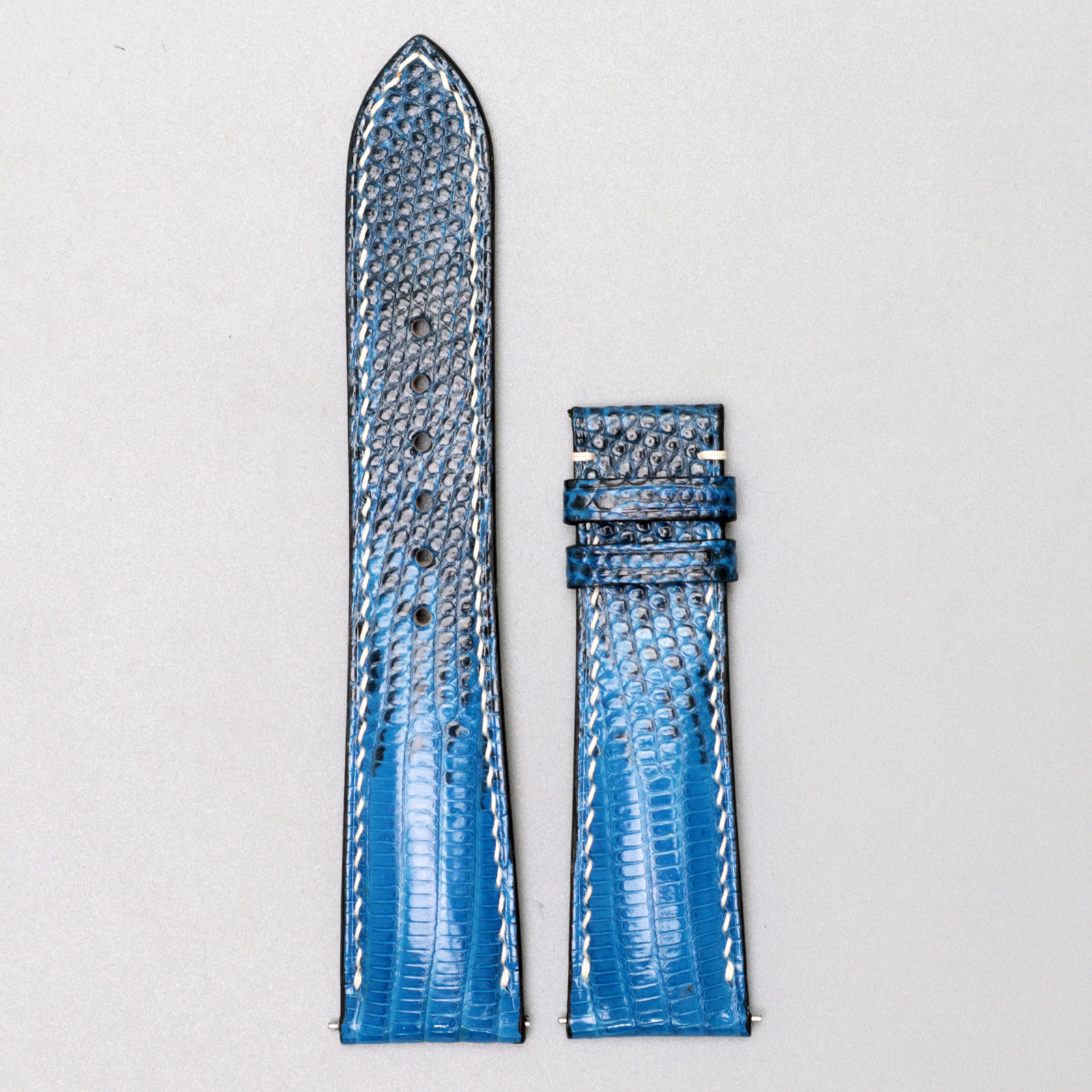22/18mm Blue Lizard Skin Leather Watch Strap Band without Buckle