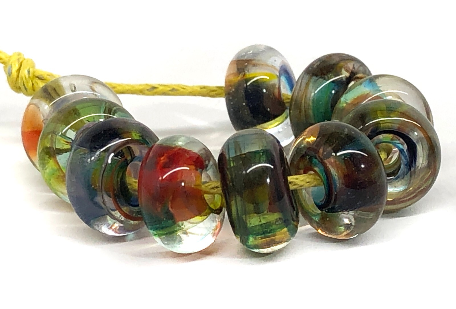 Handmade Lampwork Glass Beads From Murano OOAK Tamara Yarilo Brand 10 Pcs