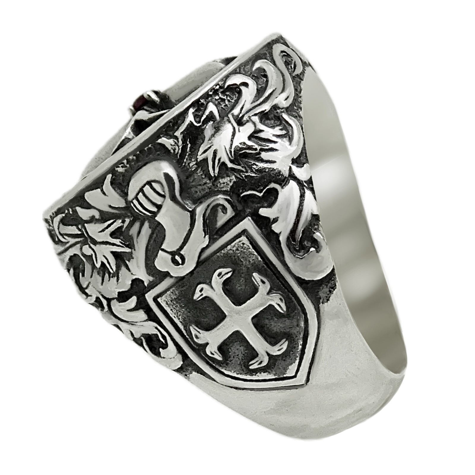 Knights Templar Crusader Masonic Silver 925 Men’s Ring Maltese Cross Shield