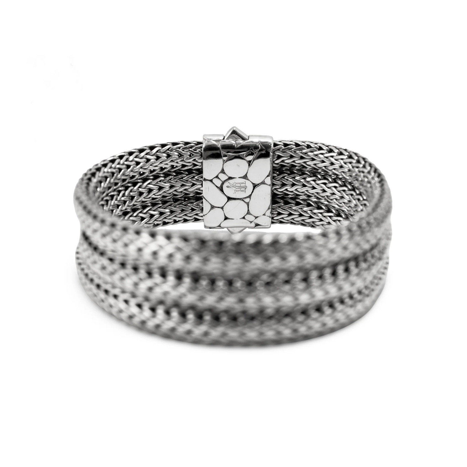 Unisex Retired John Hardy Sterling Silver Woven Chain Pusher Clasp Link Bracelet