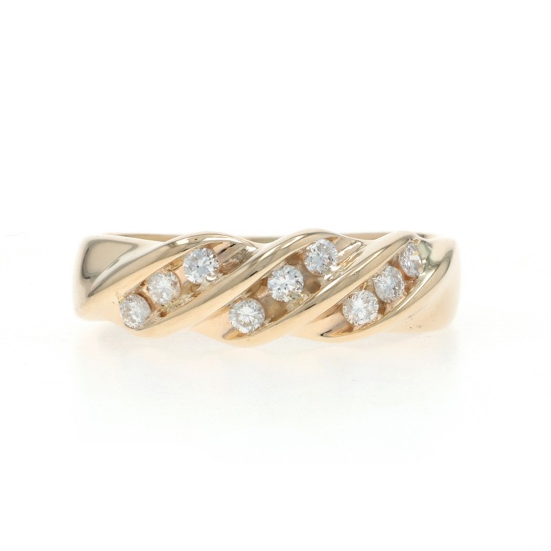 Yellow Gold Diamond Band – 14k Round Brilliant .25ctw Wedding Ring