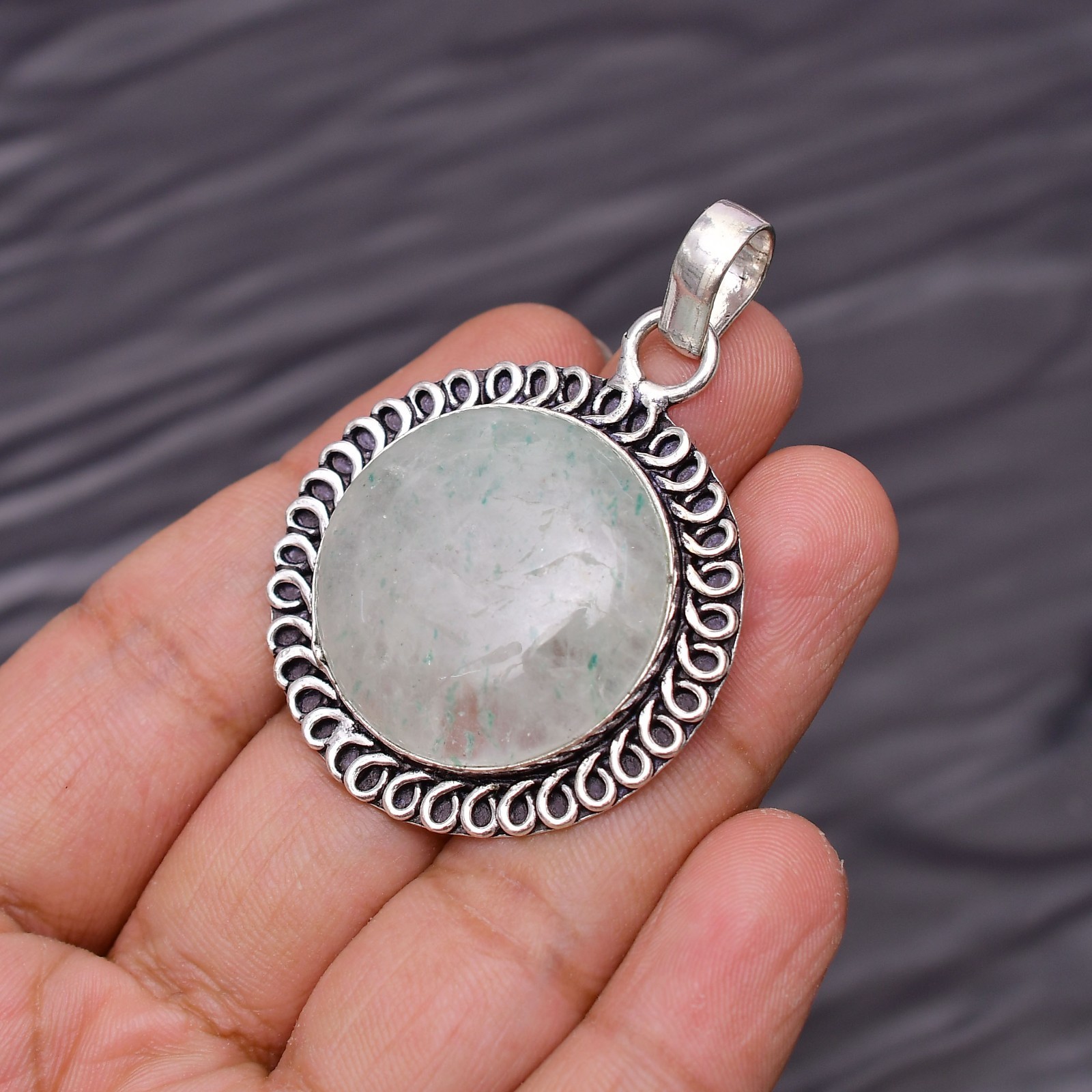 Green Aventurine Gemstone 925 Sterling Silver Jewelry Pendant 1.96″