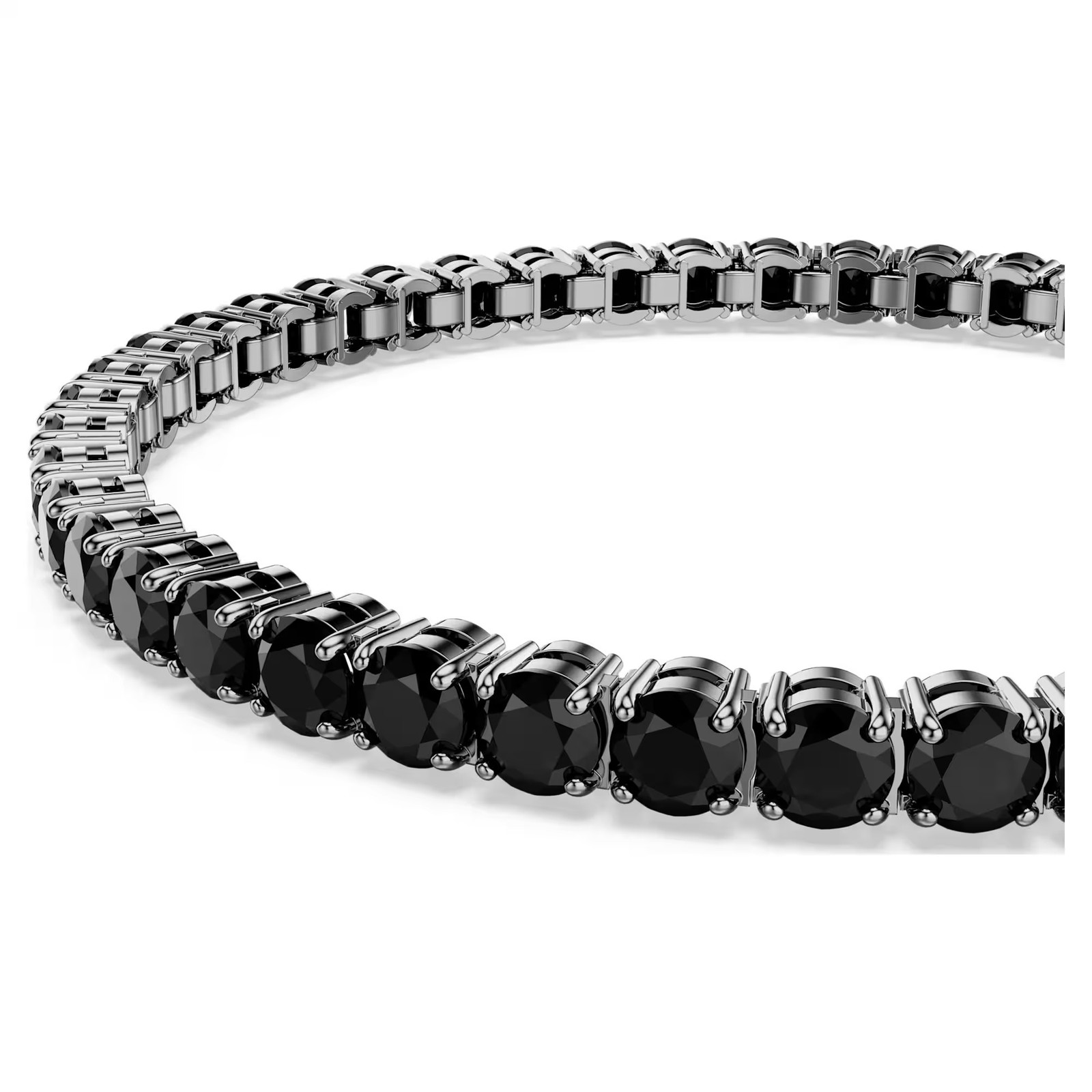 Swarovski Matrix Tennis Bracelet, Round Cut, Black, Ruthenium 5696033 (Size XL)