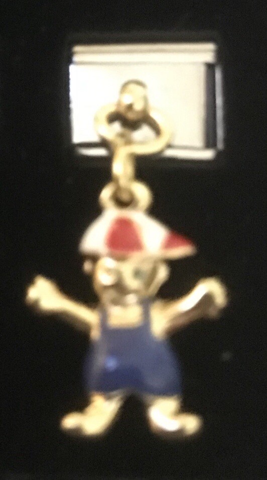 Little Boy hat Cap Dangle Italian Charm Enamel Link 9MM K47