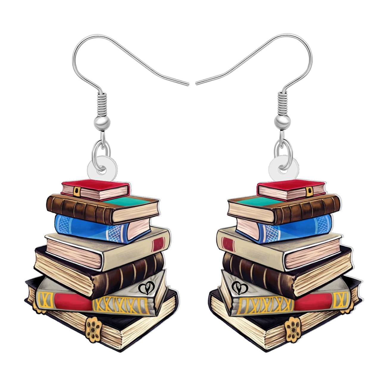 Acrylic Novelty Book Earrings Bookshelf Dangle Back To School Jewelry Teacher Ap