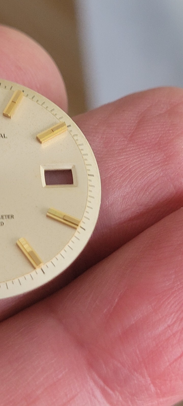 Rolex 100% genuine pie pan 36 mm non quick set 1601 dial silver rare markers!