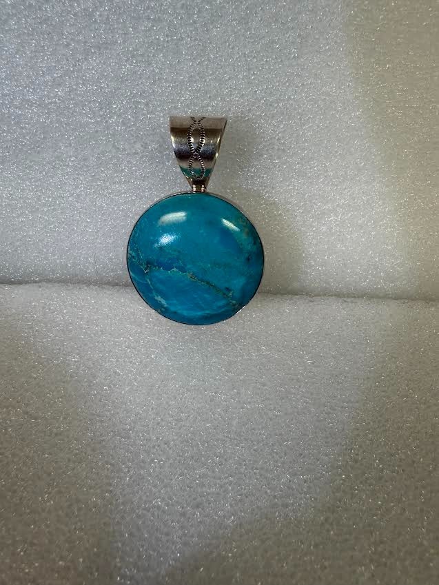 DTR Mine Finds by Jay King Sterling Silver Turquoise Large Round Circle Pendant