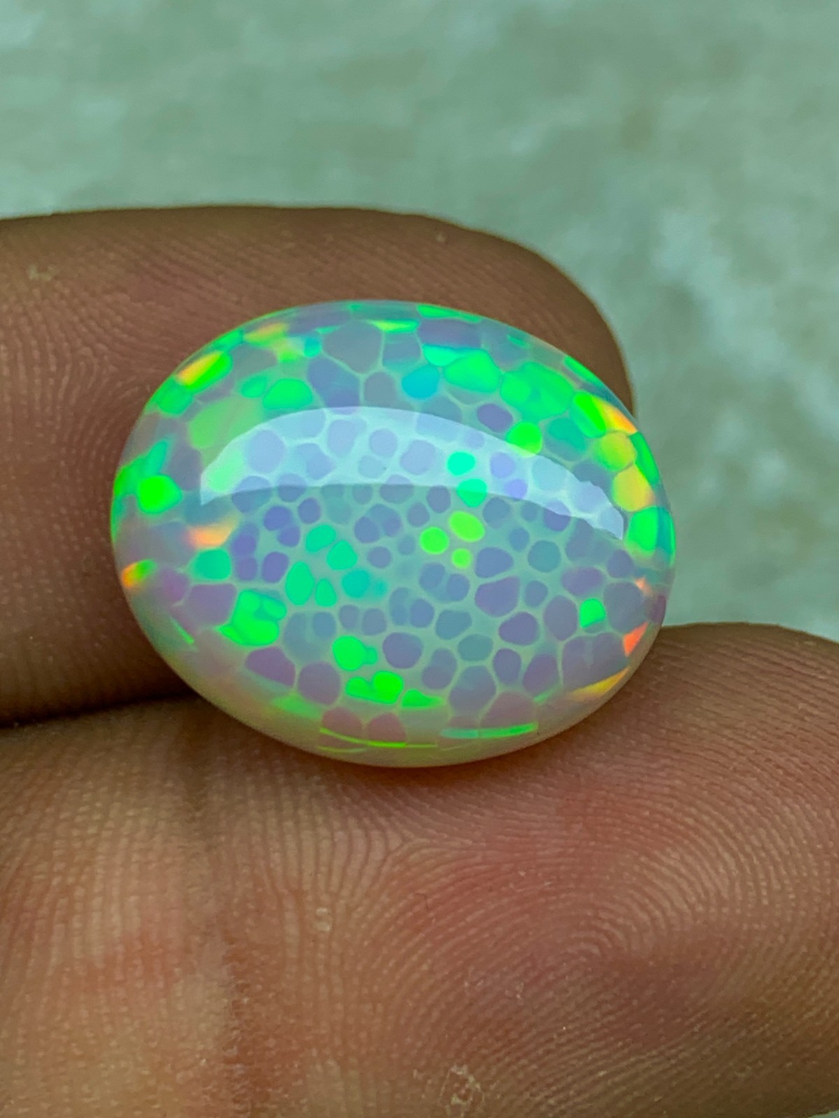 Perfect Honeycomb 12.90crt Natural Ethiopian Welo Opal Oval Cabochon Loose Gem