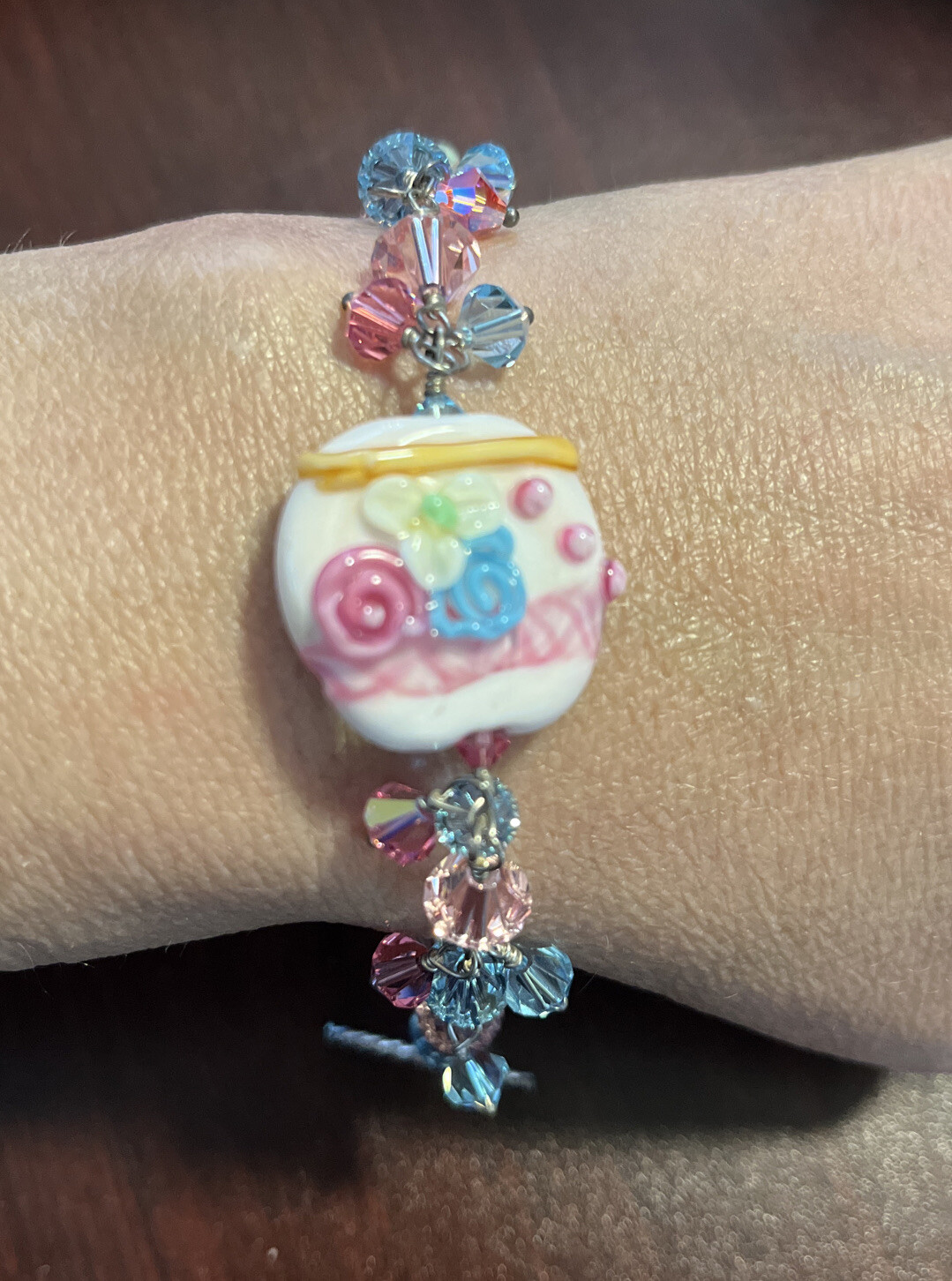 Handmade Artisan Crafted Crystal Bracelet 7.5″
