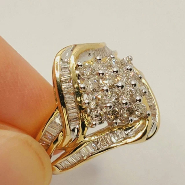 2Ct Round Lab Created Diamond Cluster Engagement Ring 14K Yellow Gold Plated