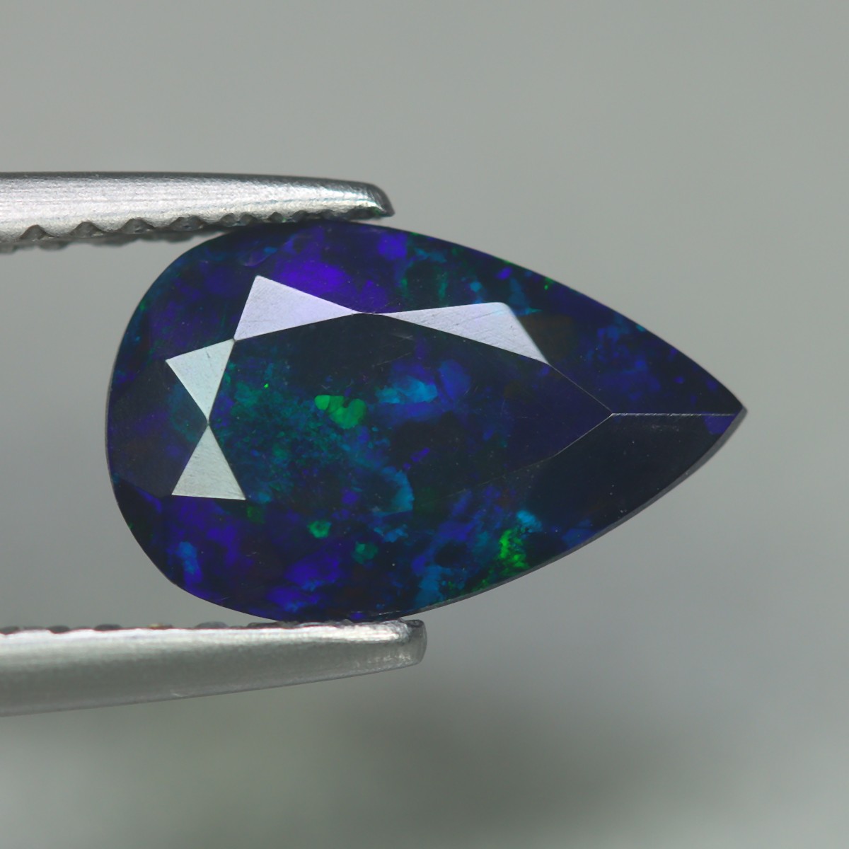 1.08 Cts_Ethiopian Mine_100 % Natural Multi-Color Flash Solid Black Fire Opal