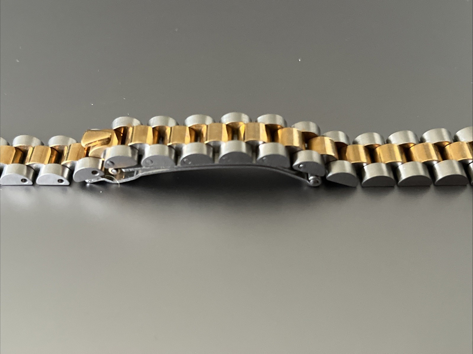 13 mm Watch Bracelet President S/ Steel Two-Tone Mat/Polish Hidden Folding Clasp